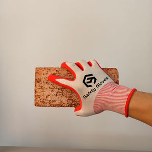 创盈建筑安全产品针织廉价乳胶防割手套13g聚酯乳胶中国 - Product Image 2