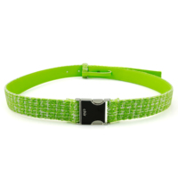 Ceinture décorative en tweed patchwork PU pour femme avec boucle automatique à lettres, idéale pour robe et tenue