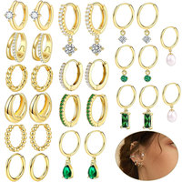 Boucles d'oreilles manchette en acier inoxydable ES634 pour femme, forme lune, zircon électroplaqué, luxe haut de gamme, tendance
