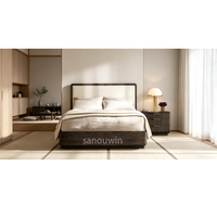 Minimalistisches Design Modernes Eichenholz-Bettgestell Schlafzimmerbett Elegantes Hotel-Gästezimmer Innenbereich Schlafmöbel Gepolstertes Bett