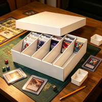 Boîte de rangement pour cartes à collectionner en carton ondulé avec couvercle, organisateur multi-compartiments pour cartes de jeu de collection