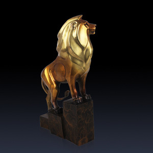 Brass Lion Figurine Golden Bronze Office Desk Decoration Gift Creative Art Sculpture - Product Image 3