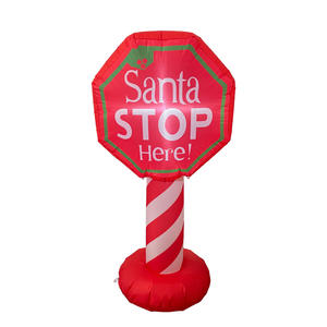 Papá Noel se detiene aquí con luz LED Decoración de Navidad para interiores Oficina en casa Fiesta de vacaciones Cartel de calle de Navidad decorativo - Product Image 2