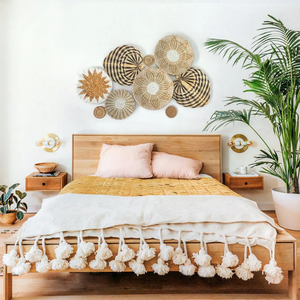 Decoración tejida natural para colgar en la pared bohemia de alta calidad para almacenamiento de habitaciones Servicio OEM de Vietnam - Product Image 2