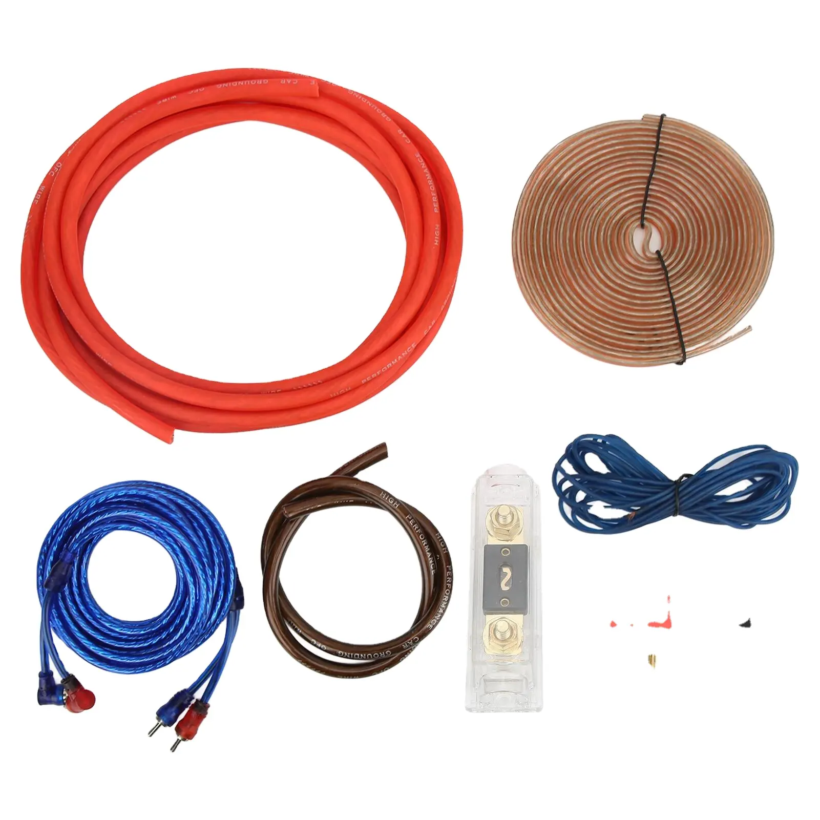 Kit Kabel Amplifier 4 Gauge, Kabel Woofer Speaker Mobil, Penguat Daya Mobil, Garis Audio dengan Fuse Suit
