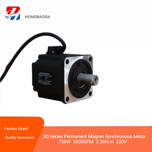 <span class=keywords><strong>Motor</strong></span> servo sin escobillas síncrono <span class=keywords><strong>de</strong></span> imán permanente HONGBAODA Nema 31, serie 80, 750W, 3000 RPM, 2.39N.m, AC220V, 80YC-02430-F - Product Image 1