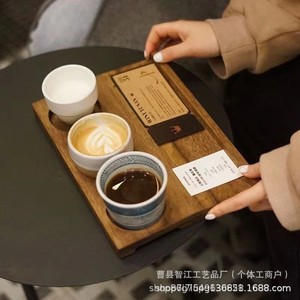 ถาดกาแฟไม้แบบข้ามพรมแดน ถาดชิมกาแฟสามช่อง แผ่นรองกลิ่นหอม ถาดไม้พร้อมแผ่นรองแก้วแบบมีรู - Product Image 3