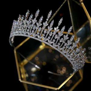 Fascinators, diadèmes en zircon cubique, accessoires de cheveux de mariage, couronnes de mariée pour femmes, coiffes, bandeaux en <span class=keywords><strong>cristal</strong></span>, diadèmes élégants - Product Image 5