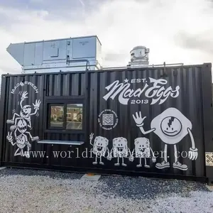 40英尺集装箱房改造厨房酒吧啤酒店移动钢盒披萨店食品餐厅