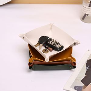 Custom Nordic Style Leather Storage Tray Desktop Organizer for Key Jewelry Cosmetic Storage Box <b>Folding</b> Organizer Decoration - Product Image 5
