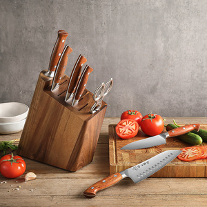 ชุดมีดทำครัวดีไซน์ใหม่ XINZUO คุณภาพสูง ผลิตจากเหล็กเยอรมัน ด้ามไม้แดง พร้อมแท่นวางมีดไม้ - Product Image 2