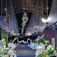 Lustre de mariage, décoration de mariage, rideau de perles en cristal métallique or et argent, luminaire de plafond pour mariage