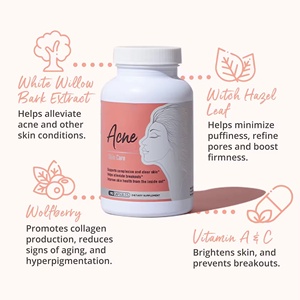 Cápsulas para el Cuidado de la Piel con Acné OEM, Corteza de Sauce Blanco y Hamamelis para una Piel Clara, 90 Unidades, Suplemento Dietético - Product Image 1