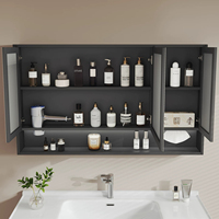 Armoire de toilette murale style Mid-Century couleur noyer avec miroir intelligent anti-buée et éclairage LED personnalisable