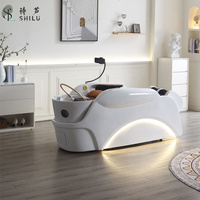 Fauteuil de lavage ShiLu moderne de luxe pour salon, table de massage électrique réglable intelligente, spa, structure en acier inoxydable et fibre de verre, revêtement PU