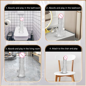 Çin Malı Vakumlu Kristal Kadınlar İçin Dildolar Zevk Çubuğu Penis Kadın Mastürbatörü Anal Plug Cam Dildolar - Product Image 6