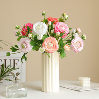 Fleurs artificielles en soie, Ranunculus persan au toucher réel, Pissenlit asiatique, pour mariages, maisons, décorations artistiques et accessoires, Lotus orange