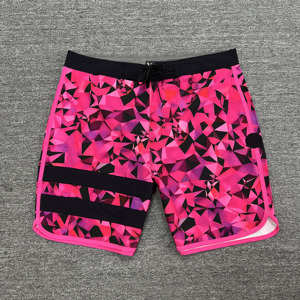 <b>Men's</b> Geometric Print Board Shorts Quick Dry Mid Waist Drawstring Casual Swim <b>Trunks</b> with Side Stripe Design - Product Image 1