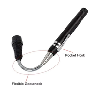 Lampe torche LED flexible à 360 degrés rechargeable par USB, 3 LED magnétiques avec corps télescopique en aluminium