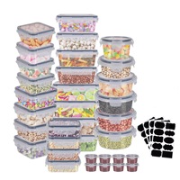 Ensemble de 56 pièces de boîte de conservation de cuisine four à micro-ondes boîte de rangement en plastique de conservation de qualité alimentaire résistant à la chaleur