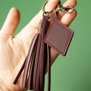 Genuine <b>Bags</b> Retro Leather Tassels Keychain Women Tassel <b>Bag</b> <b>Charm</b> for Gifts - Product Image 1