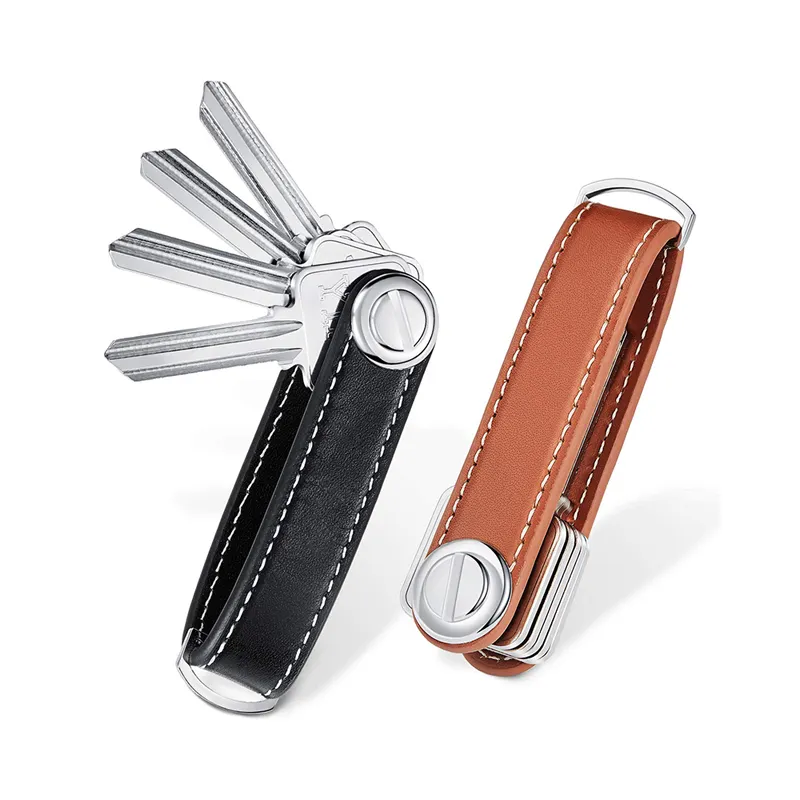 Custom Compact Genuine Leather Key Holder Keychain Real Leather Smart Key Organizer