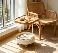 Table basse de salon en forme d'ours, sur pieds, avec structure en bois mobile, durable, écologique, design moderne et minimaliste, décorative