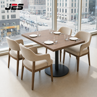 Meubles de restaurant J2S, mobilier commercial pour café, ensemble table et chaises en bois, projet de design d'intérieur personnalisé pour hôtel et café