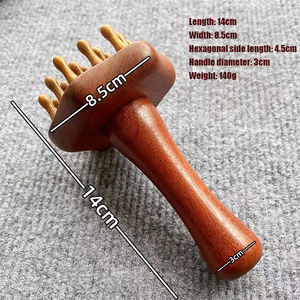 Universele full-body schraapgereedschap met houten handvat, ionische kam voor puls-abdominale <span class=keywords><strong>massage</strong></span> voor hoofd, schouders, nek - voor gebruik - Product Image 1