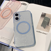 Coque de téléphone portable en silicone souple transparente de luxe avec paillettes brillantes pour iPhone 17 16 13 ProMax 15Plus 14, compatible avec la recharge magnétique sans fil