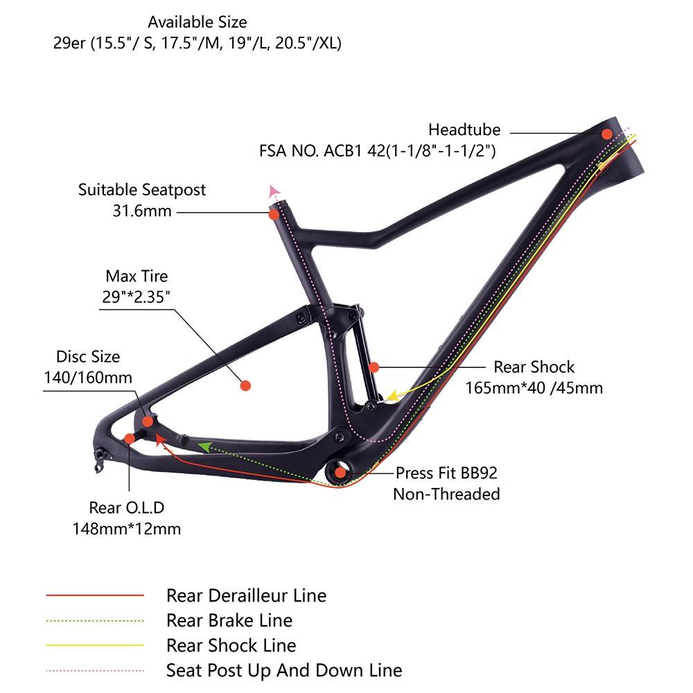 High Quality 29er MTB Frame TRIFOX MFM100 Carbon Fiber