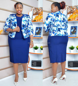 Ensembles de robes florales en gros pour femmes africaines, ensembles de vêtements personnalisés grande taille pour femmes, costumes de cérémonie pour dames, tenues décontractées de bureau - Product Image 6