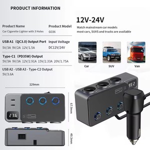 Nuovo Adattatore Splitter Accendisigari Auto con 3 USB Ricarica Rapida QC3.0 e PD35W, Caricabatterie Auto 12V 120W con Monitoraggio e <span class=keywords><strong>2</strong></span> Porte Type-<span class=keywords><strong>C</strong></span> - Product Image 2