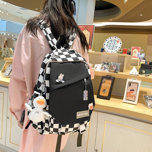 Mengtubg Student Backpack 15 Inches Large Capacity Checkerboard Pattern Girls School Backpack With Zipper Pocket Summer 2023 - Product Image 2