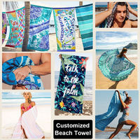 Offre Spéciale serviettes de plage en microfibre personnalisées conception personnalisée réactive imprimé grand Jacquard Logo coton velours serviette de bain