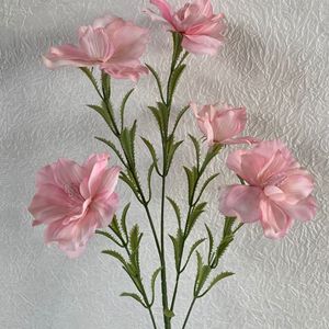 Artificial <b>Flower</b> Arrangement <b>Silk</b> <b>Flowers</b> High Simulation Wedding Home Decor 5 Heads Silver Lotus Hibiscus - Product Image 3