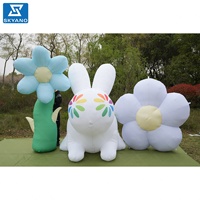 Lapin géant à fleurs gonflables Modèle de décor de parc Accessoires cinq pétales de fleurs gonflables blanches Lapin