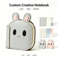 Carnet en cuir PU personnalisé en forme de lapin de dessin animé, Journal à couverture animale mignonne, Carnet en cuir PU avec logo personnalisé OEM ODM