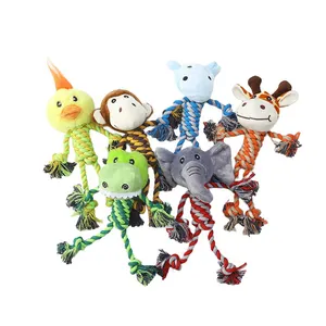 Amaz High Quality Teeth Cleaning Bite Resistant Molar Chew Cotton Rope Cartoon Animal Squeaky Pet Dog Toy