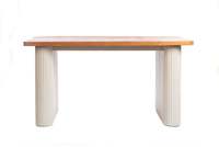 Table en bois massif artisanale WT005, finition lavée, bois de teck d'Indonésie, charme rustique, villa, maison, Alia White