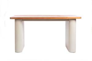 Mesa de Madera Artesanal, Mesa de Comedor de Madera Maciza WT005, Acabado Lavado, Madera de Teca de Indonesia, Encanto Rústico, Estilo Villa, Alia Blanca - Product Image 5