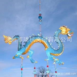 Carillon éolien en résine Dragon Bleu, ornement suspendu d'extérieur pour jardin, pendentif décoratif en forme d'animal, artisanat - Product Image 1