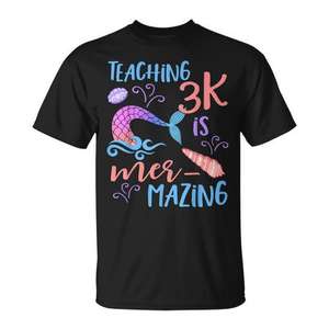 Camiseta 3K Teacher Mermaid para preescolar, camiseta Mermazing - Product Image 1