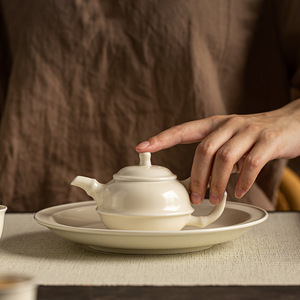 Plateau à thé rétro en céramique, service à thé, support pour théière, assiette simple japonaise pour fruits secs, assiette à collation, assiette d'accessoires pour cérémonie du thé - Product Image 3