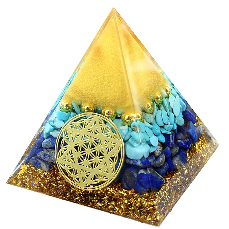 Toptan kristal taş Orgonite piramit enerji jeneratörü Orgone piramit zanaat dekorasyon süs