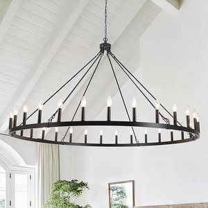Lámpara de Araña Extra Grande Estilo Rústico, Color Negro, Redonda, para Decoración Rústica, Precio de Mayoreo para la Industria - Product Image 1
