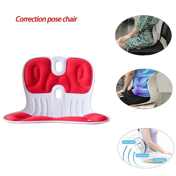 PZ Posture Corrector Chair De Postur De espadd regolabile tutore per la schiena supporto lombare poliestere e cotone adulto rosso, nero