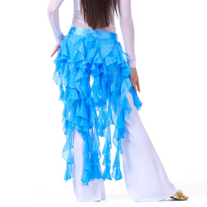 Dpw328 Faldas de danza del vientre azul real Oriental Doble abertura alta Traje de danza del vientre Falda para mujer vestido de actuación - Product Image 2