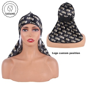 Designs de luxe Graphique Avec Nuages Imprimé Dorag Velvet Logo Personnalisé Queue Courte Boucle Satin Durags pour Hommes - Product Image 5