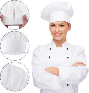 Chapeau de travail plissé blanc pour cuisinier, chapeau de chef, chapeau en tissu pour pâtisserie, usine alimentaire, pour hommes et femmes - Product Image 2